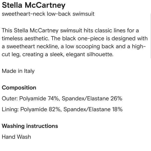 Stella McCartney**Sweetheart Neck Low-Back Black Swimsuit***Sm. $448 - Picture 5 of 5